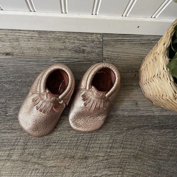 Freshly Picked Other - Freshly Picked Rose Gold Moccasins Baby Size 3